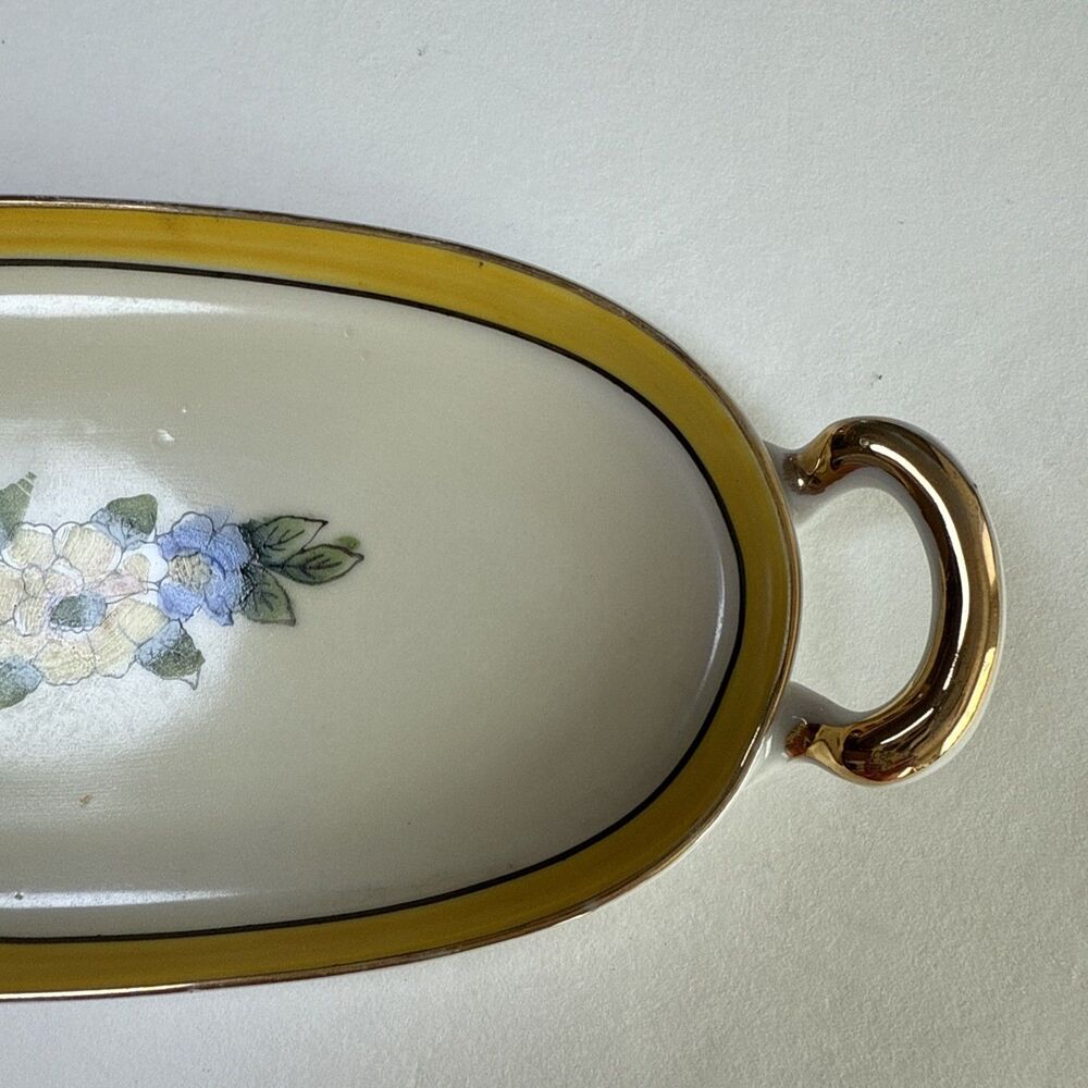 VTG Noritake Hand-Painted Lemon Wedge Dish Server or‎ Butter Dish with Handles - Picture 3 of 7